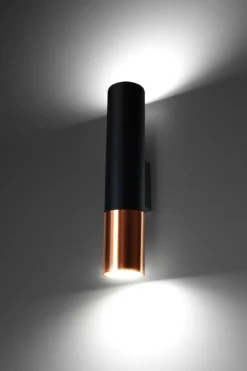 Aplique de pared LOOPEZ negro, GU10/cobre