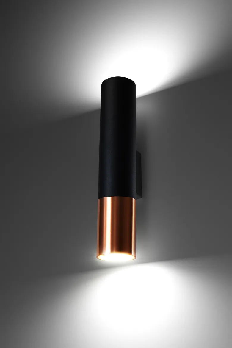 Aplique de pared LOOPEZ negro, GU10/cobre