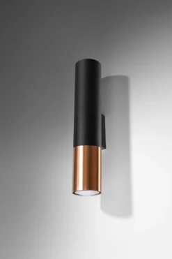 Aplique de pared LOOPEZ negro, GU10/cobre