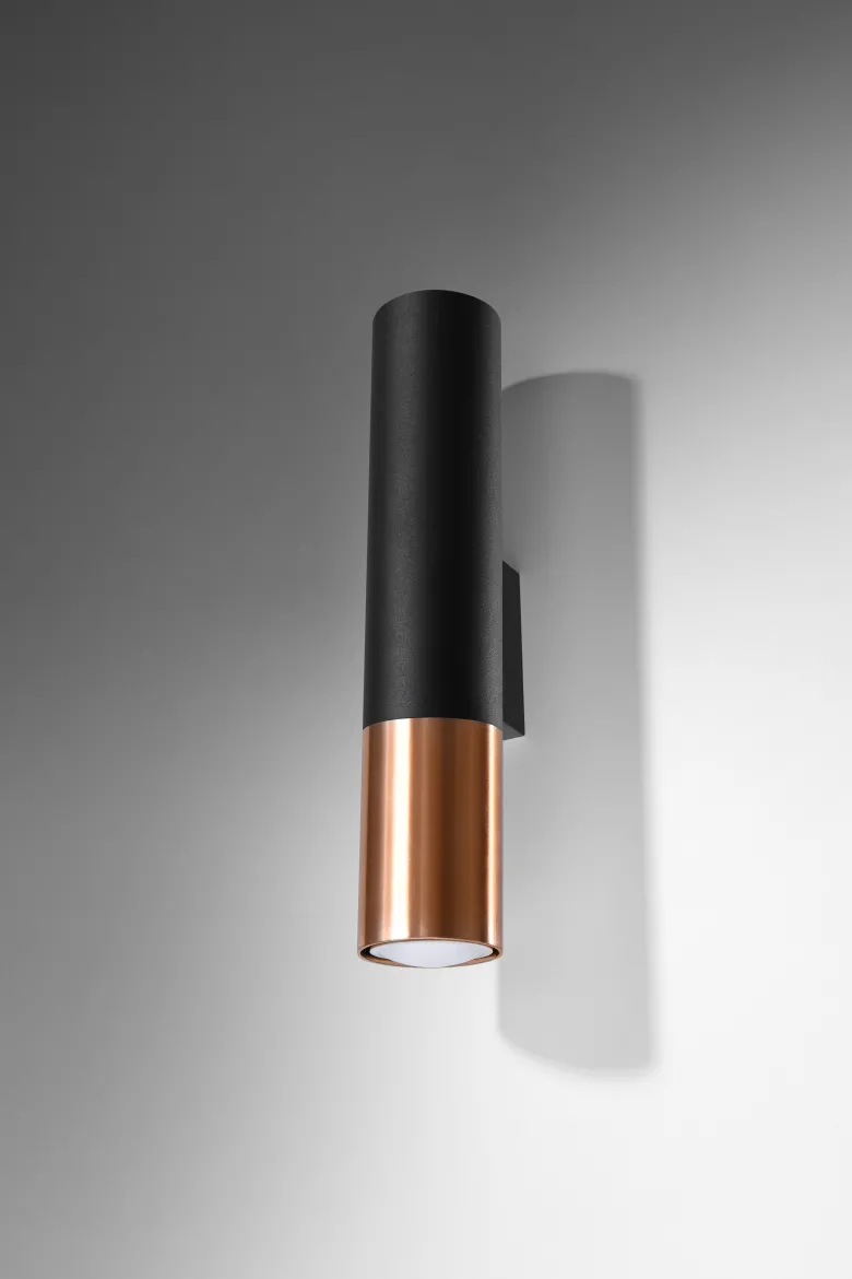 Aplique de pared LOOPEZ negro, GU10/cobre