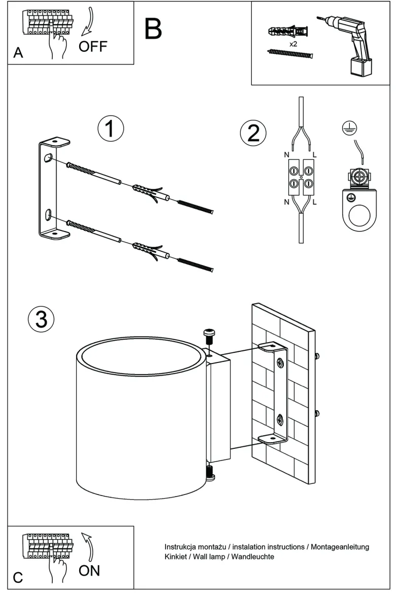 Aplique de pared ORBIS 1 negro, G9