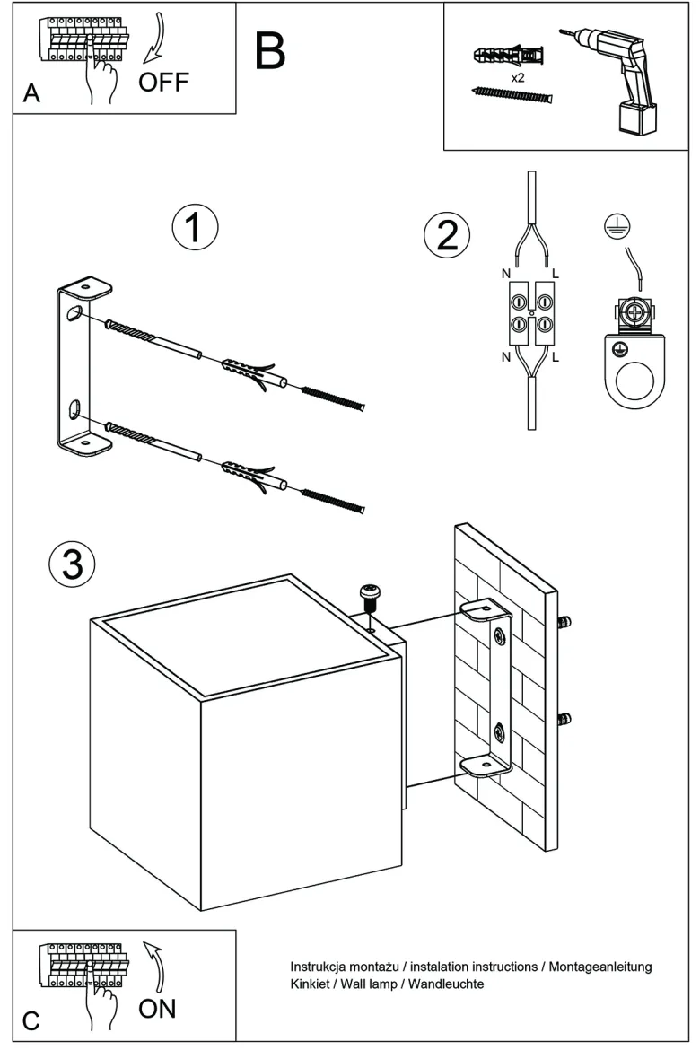 Aplique de pared QUAD 1 gris, G9