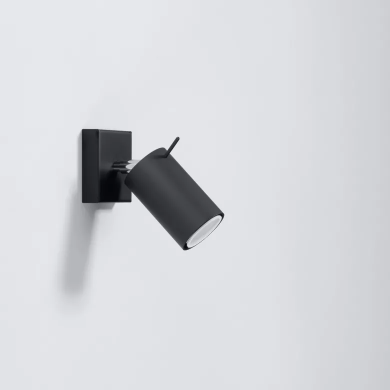 Aplique de pared RING negro, GU10
