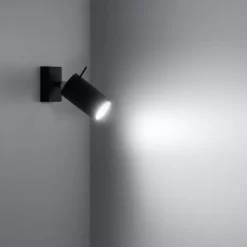Aplique de pared RING negro, GU10