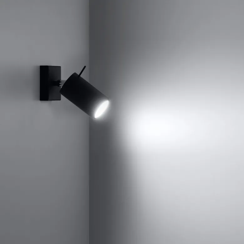 Aplique de pared RING negro, GU10