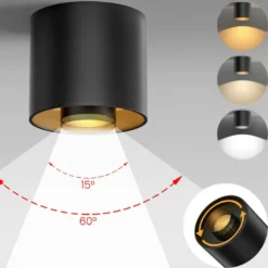 Aplique de techo LED FADO 10-20-30W. 3xCCT, Ajustable 15º-60º, negro