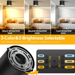 Aplique de techo LED FADO 10-20-30W. 3xCCT, Ajustable 15º-60º, negro