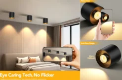 Aplique de techo LED FADO 10-20-30W. 3xCCT, Ajustable 15º-60º, negro