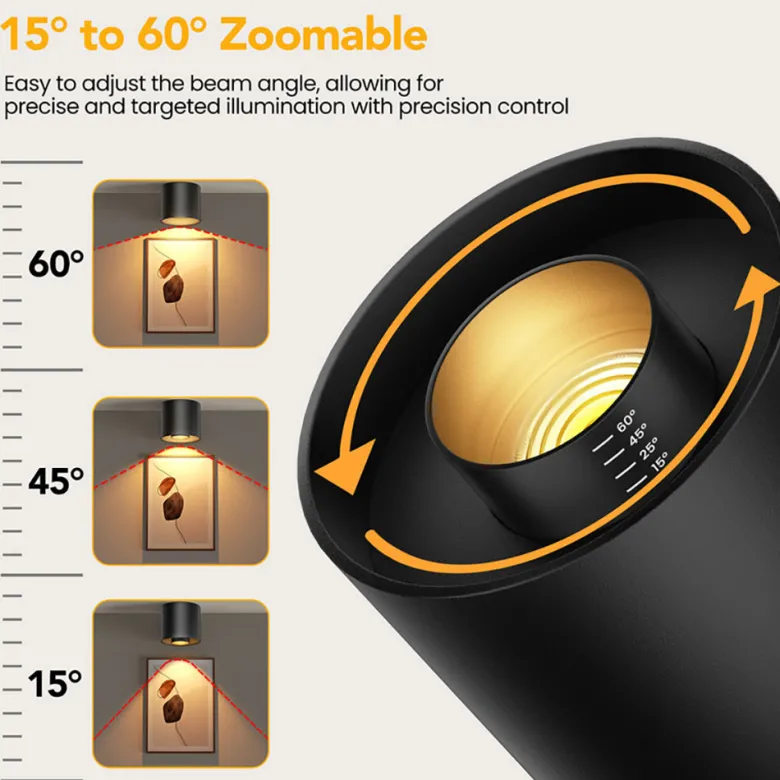 Aplique de techo LED FADO 10-20-30W. 3xCCT, Ajustable 15º-60º, negro
