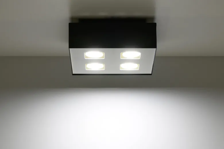 Aplique de techo MONO 4 negro, GU10