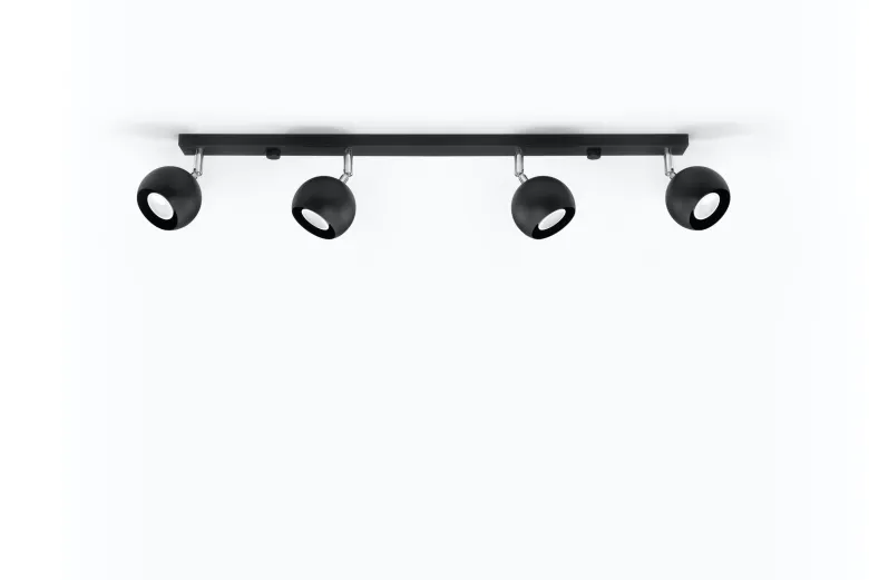 Aplique de techo OCULARE 4L negro, GU10