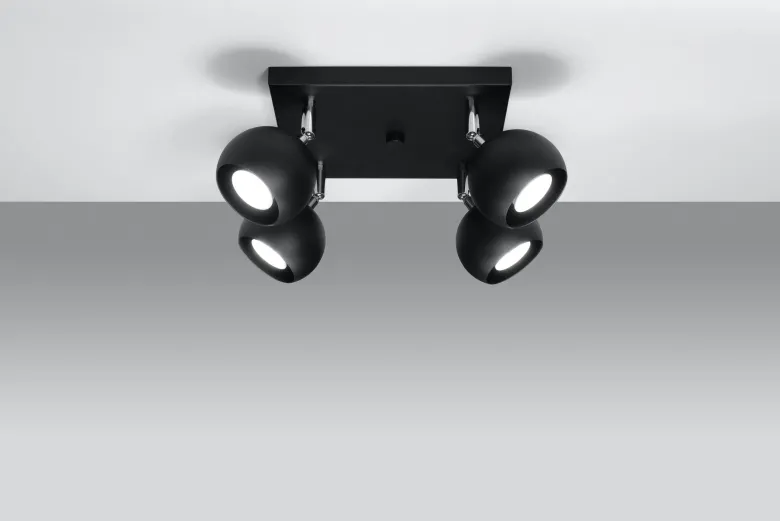 Aplique de techo OCULARE 4 negro, GU10