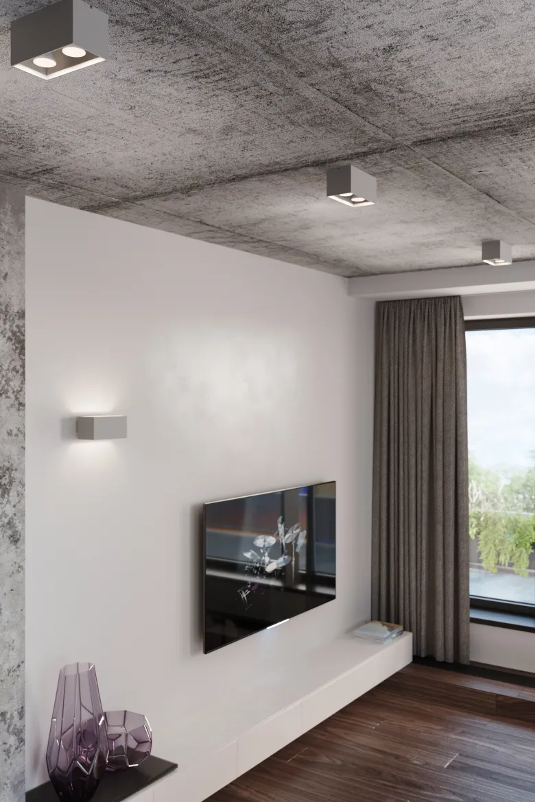 Aplique de techo QUAD gris, GU10