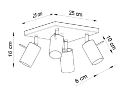 Aplique de techo RING 4 cromo, GU10