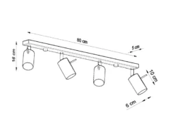 Aplique de techo RING 4L gris, GU10