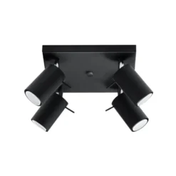 Aplique de techo RING 4 negro, GU10
