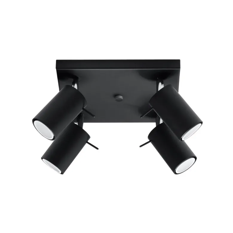 Aplique de techo RING 4 negro, GU10