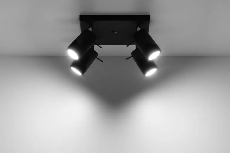 Aplique de techo RING 4 negro, GU10