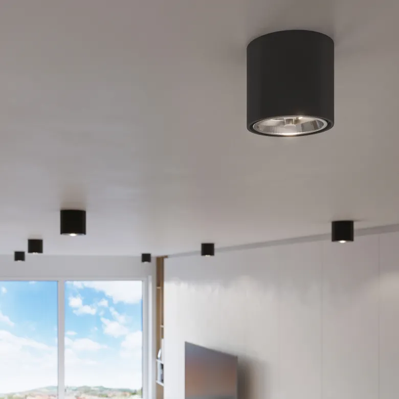 Aplique de techo TIUBE negro, GU10