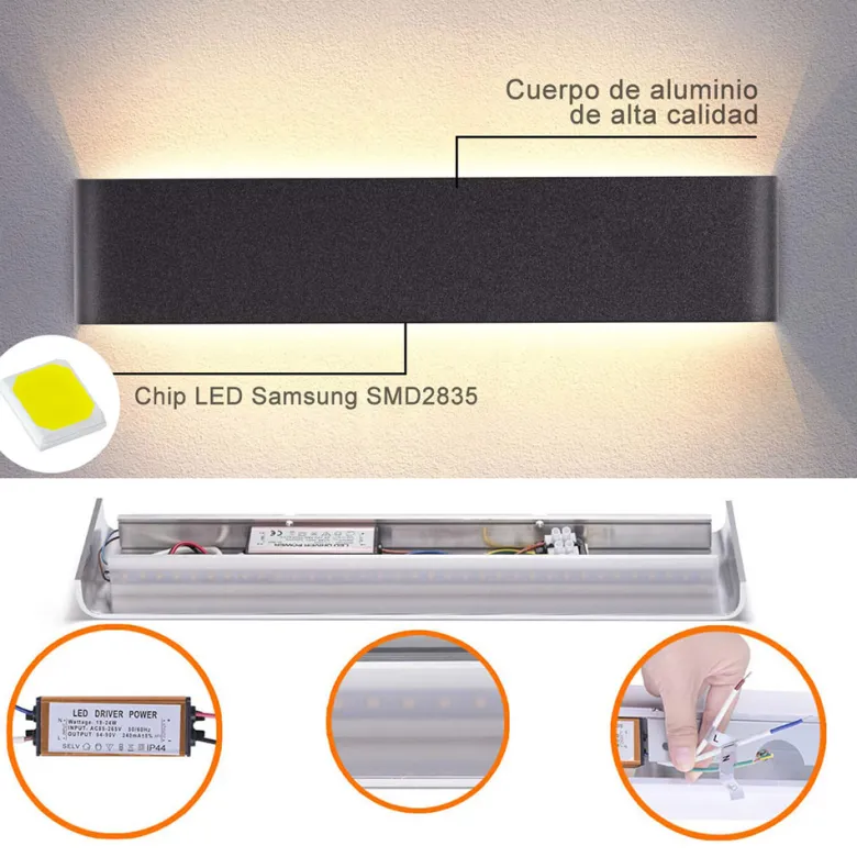 Aplique Led KLAN 410, 14W, negro