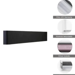 Aplique Led KLAN 720, 24W, negro