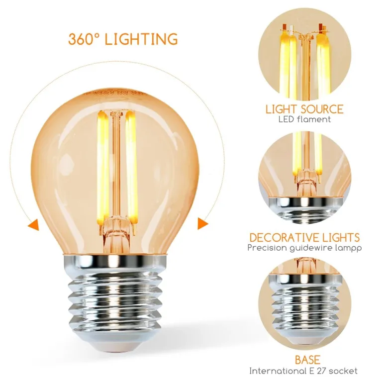 Bombilla Led E27 COB filamento 4W, Small Gold