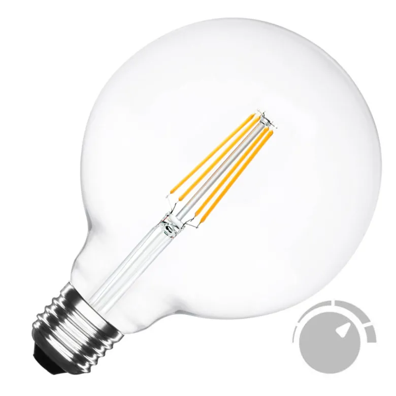 Bombilla Led E27 COB filamento 8W, Ø125x176mm, Regulable