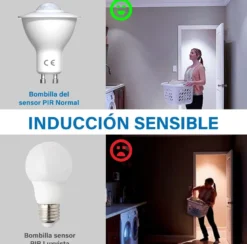 Bombilla LED GU10 con sensor de movimiento PIR, 6W
