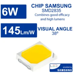 Bombilla LED GU10, 6W, 145Lm/W,38º, Samsung