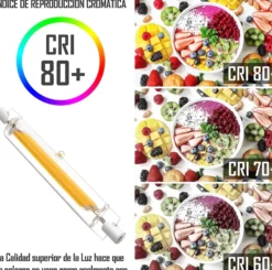 Bombilla LED R7S, 8W, COB, 360º, 118mm