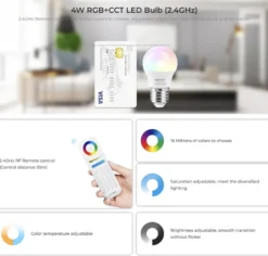 Bombilla mini E27 LED 4W, RGB+CCT (2.4G)