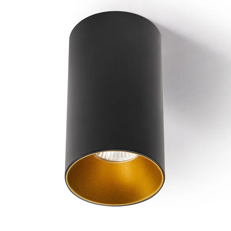 BOX Housing GU10, Aplique techo negro/dorado mate