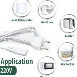 Cable de alimentación con interruptor, 2 x 0,75mm, clavija EU-C7, 1,5m. blanco