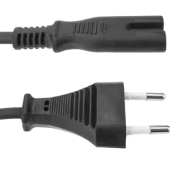 Cable de alimentación, 2 x 0,75mm, clavija EU-C7, 1m. negro