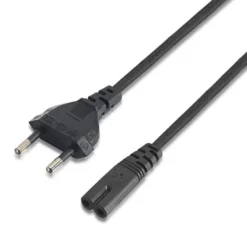 Cable de alimentación, 2 x 0,75mm, clavija EU-C7, 1m. negro