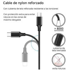 Cable de Carga USB 3 en 1 - Multi Cable USB Tipo C, Cable Micro USB y Cable Cargador iPhone iPad