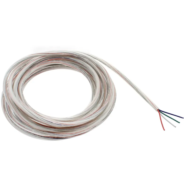 Cable redondo transparente 4x0,50mm RGB, 1m
