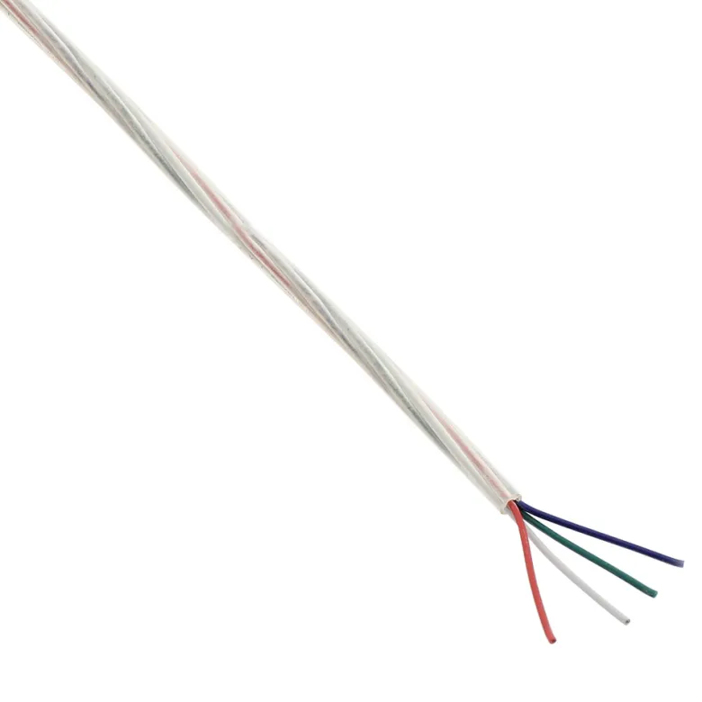 Cable redondo transparente 4x0,50mm RGB, 1m
