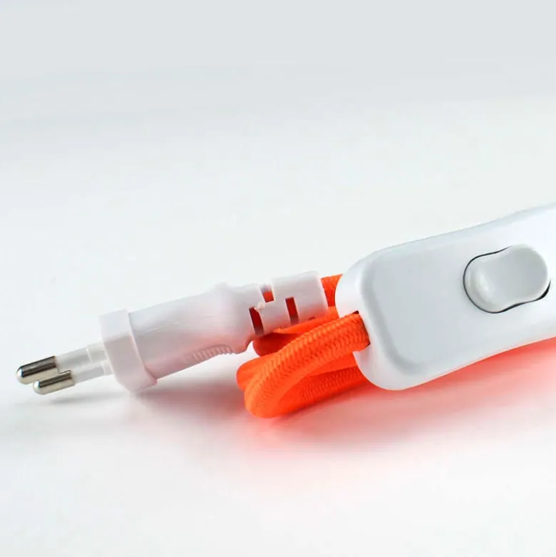 Cable textil con interruptor y enchufe, 2x0,75mm, 2m, naranja