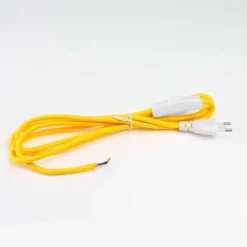 Cable textil con interruptor y enchufe, 2x0,75mm, 2m, amarillo