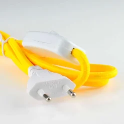 Cable textil con interruptor y enchufe, 2x0,75mm, 2m, amarillo