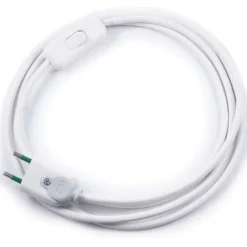 Cable textil con interruptor y enchufe, 2x0,75mm, 2m, blanco
