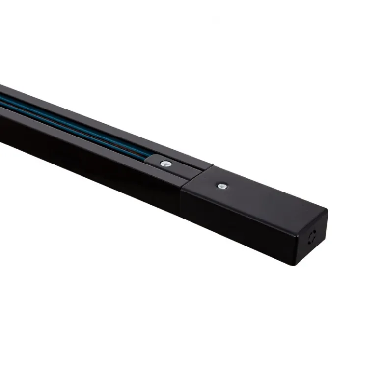 Carril monofásico con conector, 1 metro, negro, cuadrado