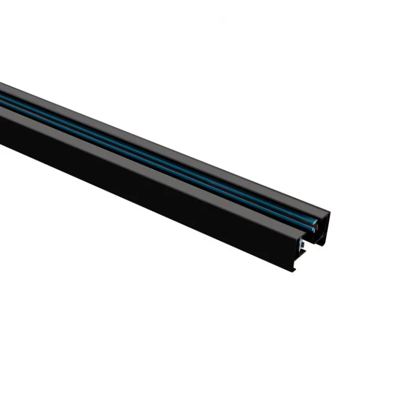 Carril monofásico con conector, 2 metros, negro, cuadrado