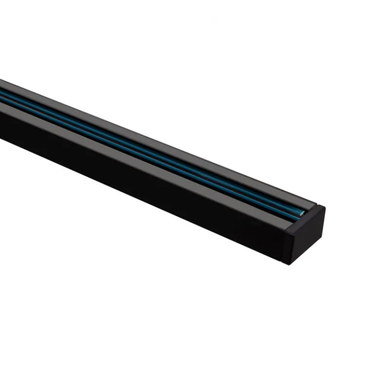 Carril monofásico con conector, 2 metros, negro, cuadrado
