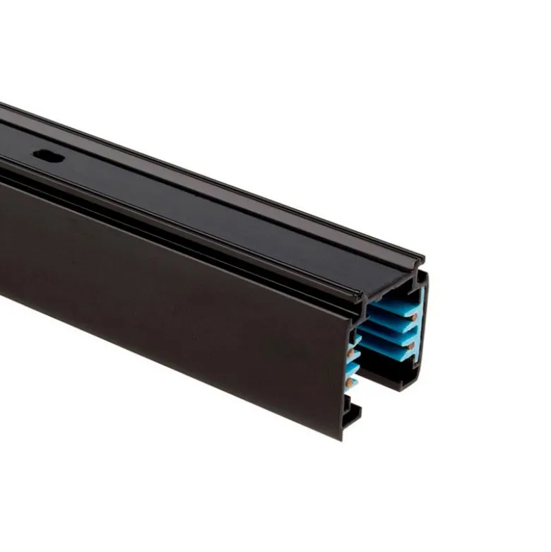 Carril trifásico con conector, 2 metros, negro