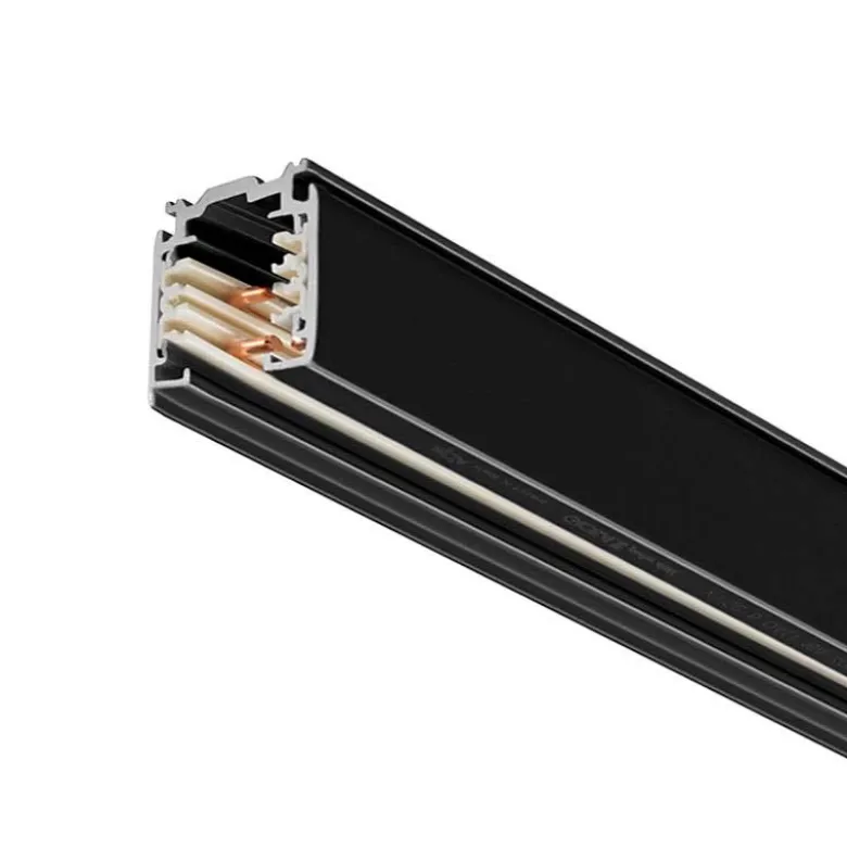 Carril trifásico con conector, 2 metros, negro
