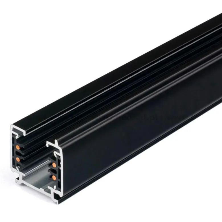 Carril trifásico con conector, 2 metros, negro