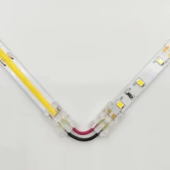 Conectores L-H transparente con cable para unión de tiras LED COB + SMD - 8mm