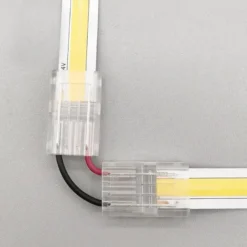 Conectores L-H transparente con cable para unión de tiras LED COB + SMD - 8mm